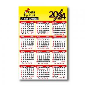 Calendários Couchê 300gr 20X30cm 4X0 (Colorido 1 lado) Furo Central Laminado Fosco 