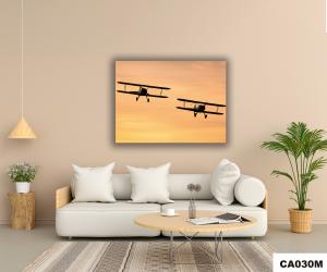 Quadro Para Sala Decorativo - 30x40cm \"Avião Biplano\" Canvas 30x40cm 4x0 - Colorido Madeira Borda Infinita 