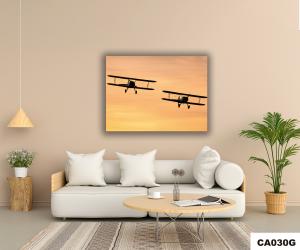 Quadro Para Sala Decorativo - 90x70cm \"Avião Biplano\" Canvas 90x70cm 4x0 - Colorido Madeira Borda Infinita 