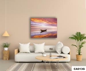 Quadro Para Sala Decorativo - 90x70cm \"Barco Por do Sol\"