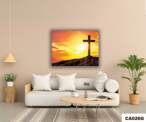 Quadro Para Sala Decorativo - 90x70cm \"Cruz no Monte\"